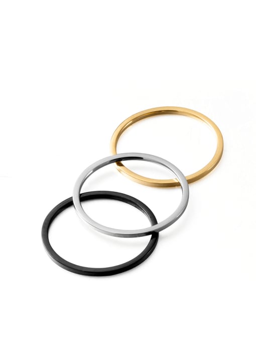 WOLF Titanium Steel Round Minimalist Band Ring 0