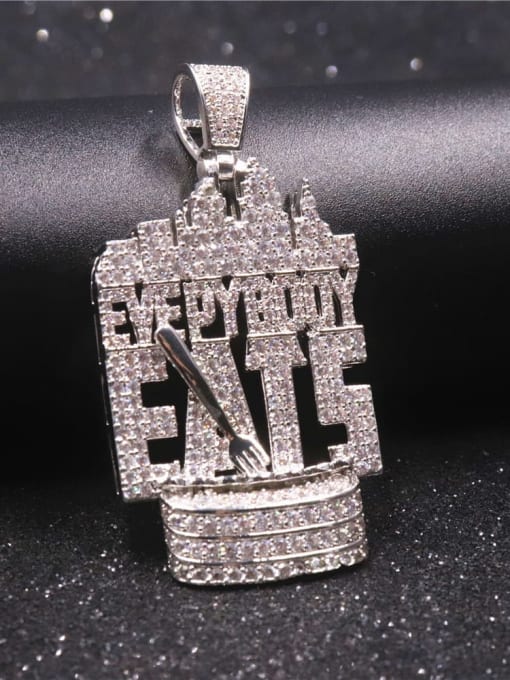Silver with chain Copper Letter Cubic Zirconia Irregular Hip Hop Initials Pendant  Necklace