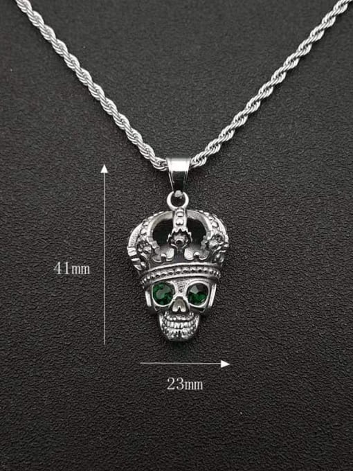 HI HOP Titanium Steel Rhinestone Skull Vintage Necklace For Men 1