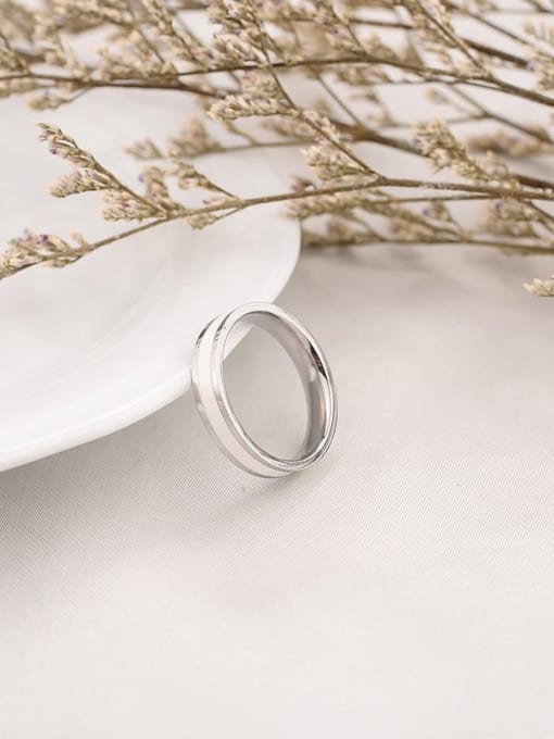 Steel (white) Titanium Enamel Round Minimalist Band Ring
