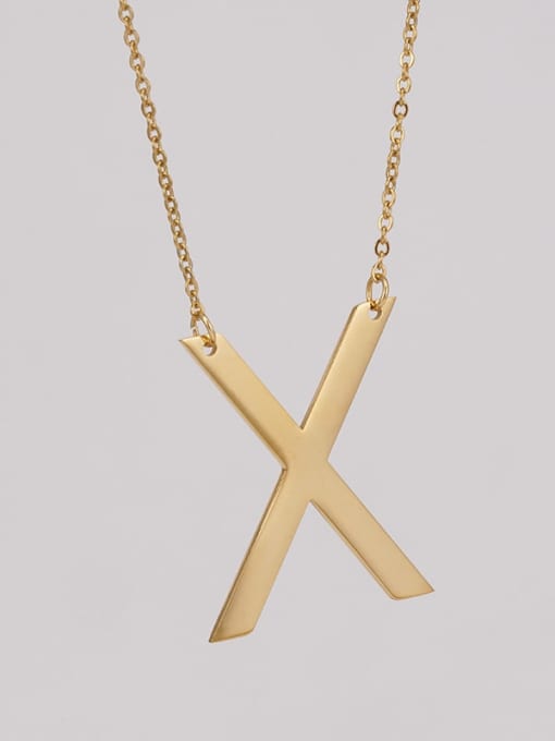 X Stainless steel Minimalist  Letter Pendant Necklace