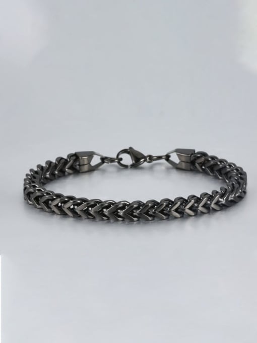 black Titanium Geometric Minimalist Link Bracelet