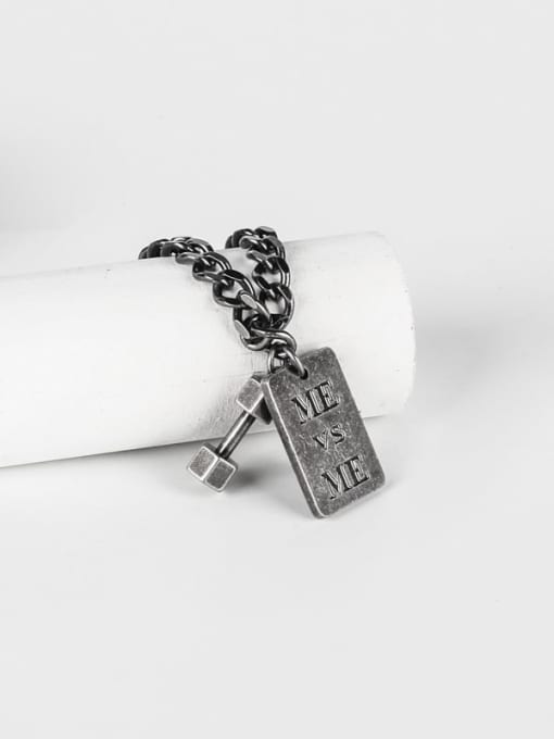 WOLF Titanium Steel Rectangle Hip Hop Link Bracelet 2