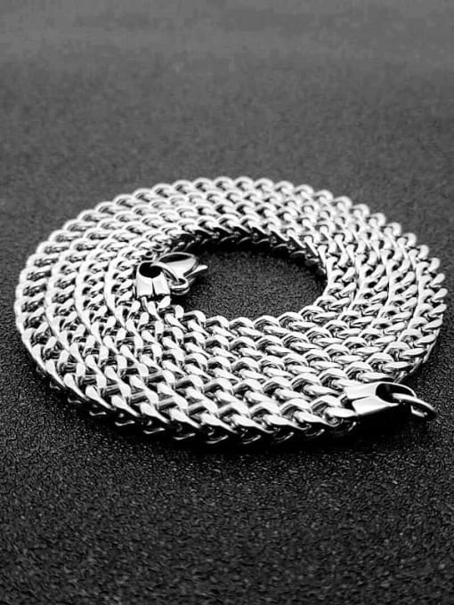 Steel：4mm*70cm Titanium Steel Hollow Geometric Chain Vintage Cable Chain For Men