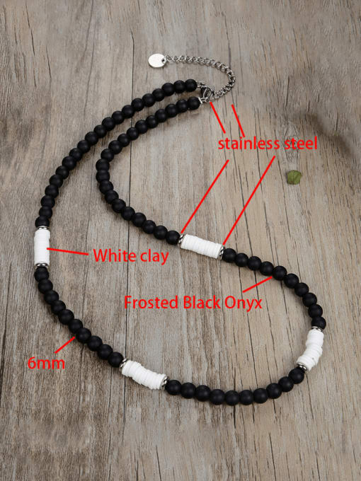JZ Men's bead Stainless steel Natural Stone Geometric Bohemia Beaded Necklace 3