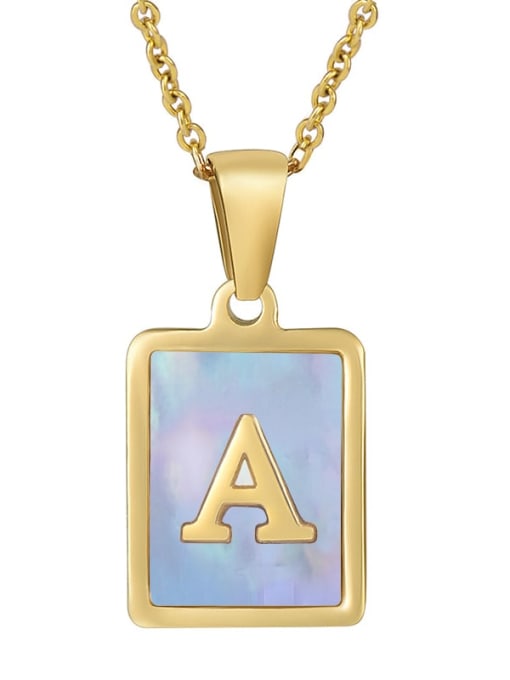 Gold A (including chain) Titanium Steel Shell Geometric Letter Minimalist Necklace