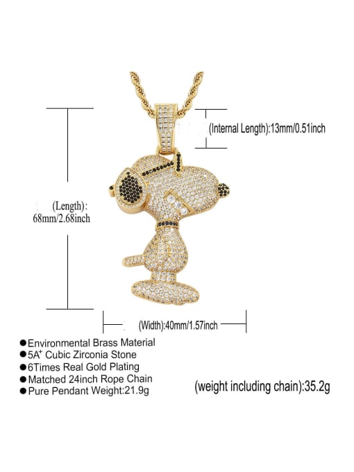 MAHA Brass Cubic Zirconia Dog Hip Hop Necklace 3