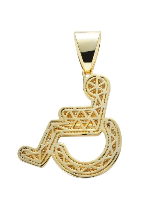 MAHA Brass Cubic Zirconia Wheelchair disabled Hip Hop Necklace 2
