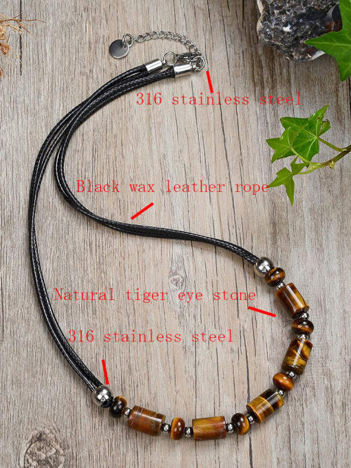 JZ Men's bead Stainless steel Natural Stone Irregular Bohemia Beaded Necklace 1