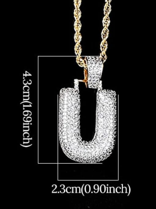 U 24In 61cm twist chain t20i21 t20a02 Brass Cubic Zirconia Message Hip Hop Necklace