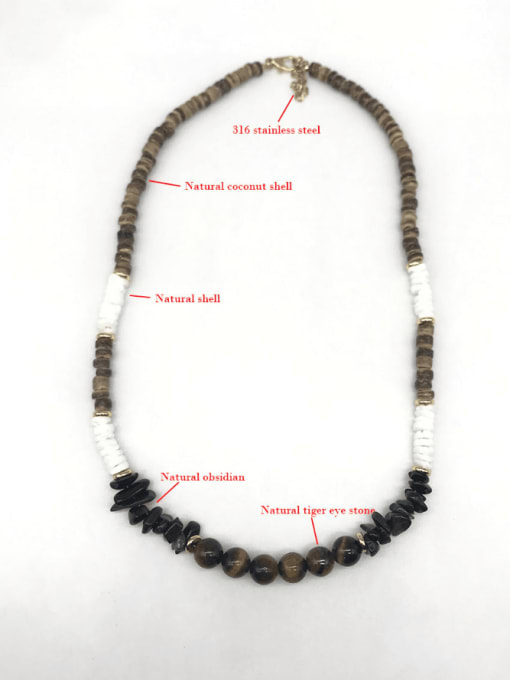 JZ Men's bead Stainless steel Natural Stone Geometric Bohemia Beaded Necklace 4