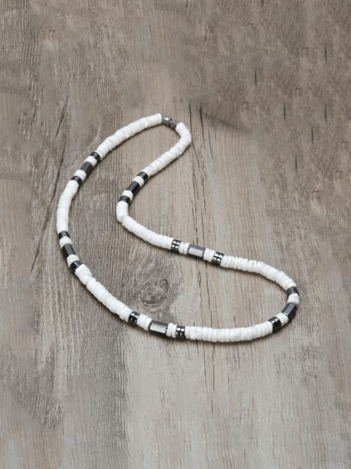 3 45cm Stainless steel Natural Stone Geometric Bohemia Beaded Necklace