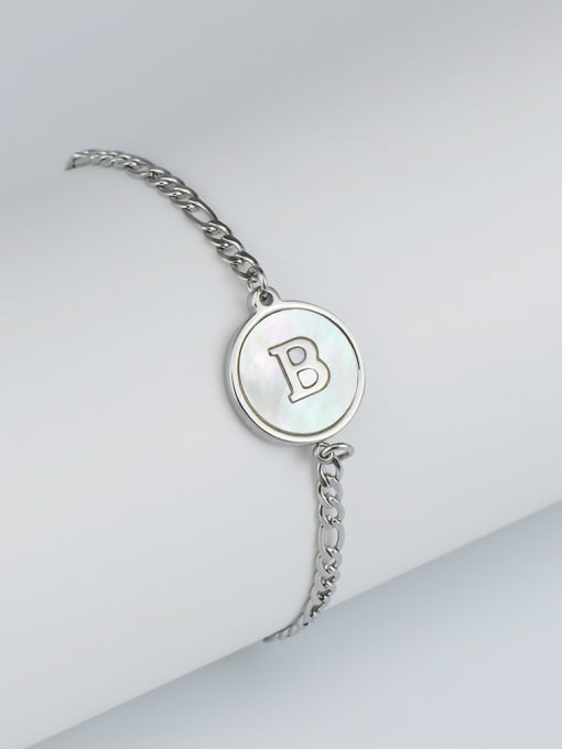 Steel bracelet B Stainless steel Shell Letter Minimalist Link Bracelet
