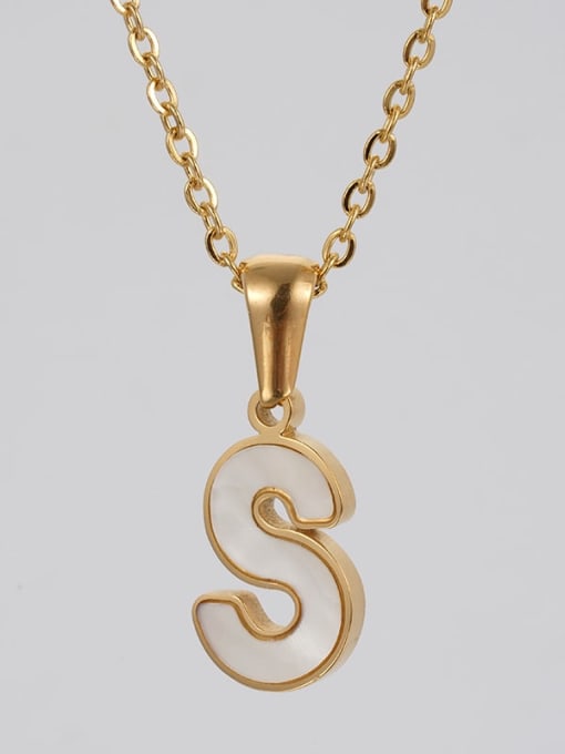 Single letter S Stainless steel Shell Letter Minimalist Letter Pendant (with out chain)