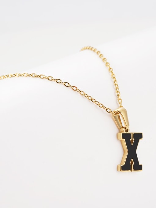X Titanium Steel Acrylic Letter Minimalist Round Pendant Necklace