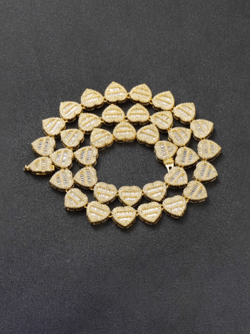 MAHA Brass Cubic Zirconia Heart Luxury Necklace 0