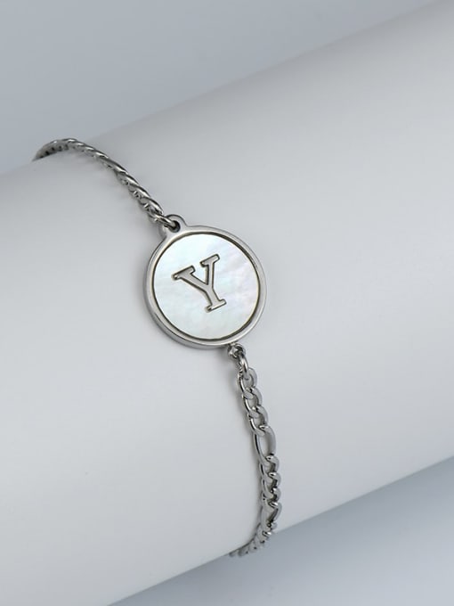 Steel bracelet y Stainless steel Shell Letter Minimalist Link Bracelet