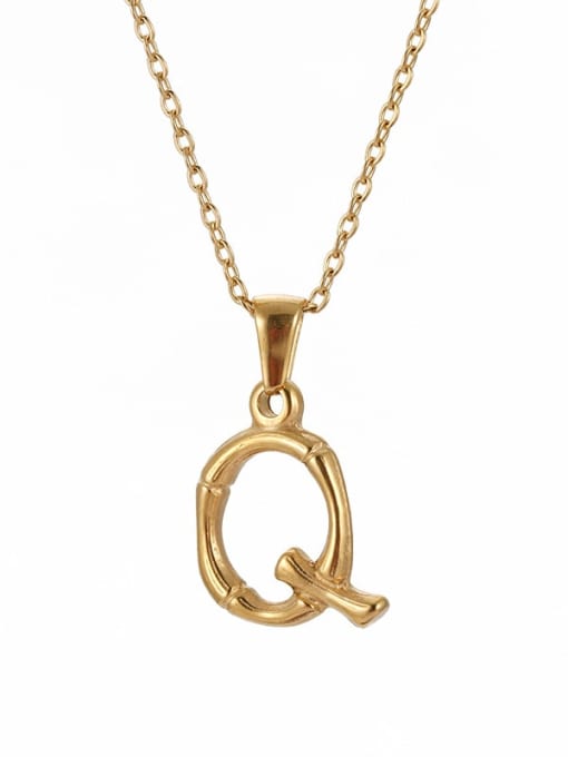 Q Titanium Steel  Minimalist Letter Pendant Necklace