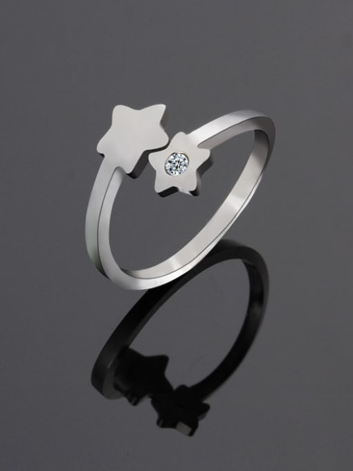 Steel color Titanium Star Minimalist Band Ring