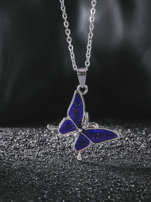 WOLF Titanium Steel Enamel Butterfly Minimalist Necklace