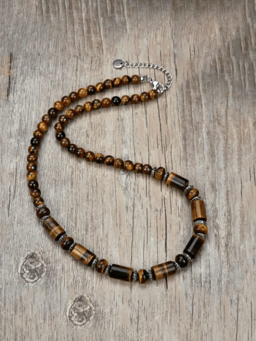 JZ Men's bead Stainless steel Natural Stone Irregular Hip Hop Beaded Necklace 0