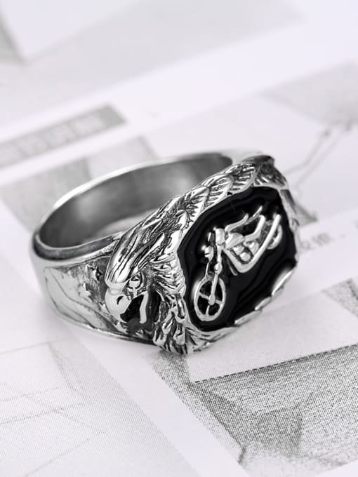Mr.High Stainless steel Motorcycle Geometric Vintage Band Ring