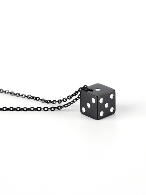 Black (chain length 65cm) Titanium Steel Enamel Dice Hip Hop Necklace