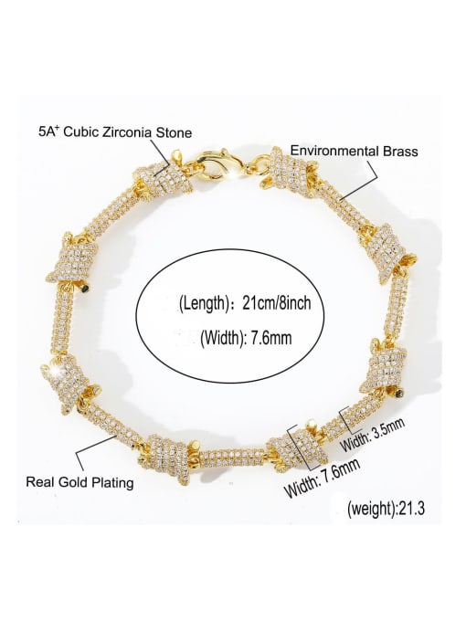 MAHA Brass Cubic Zirconia Geometric Hip Hop Bracelet 4