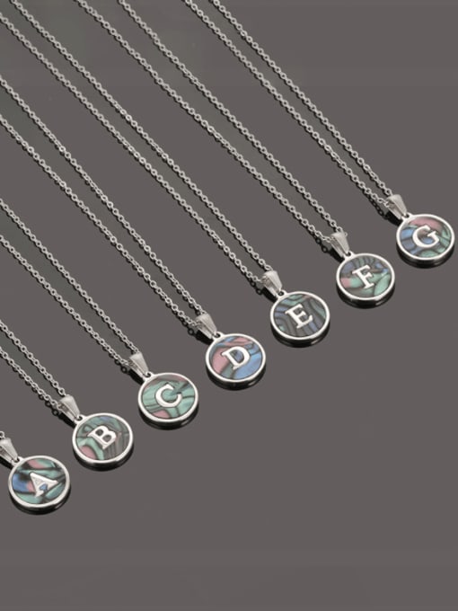 ZXIN Stainless steel Shell Letter Minimalist  Round Pendant Necklace