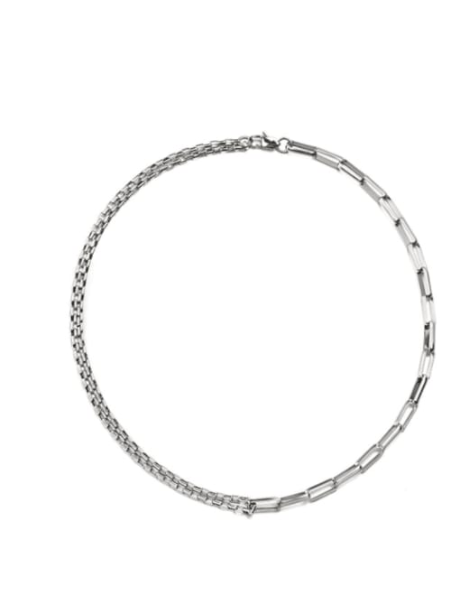 Steel Necklace (50cm +5cm) Titanium Steel Geometric Hip Hop Link Bracelet
