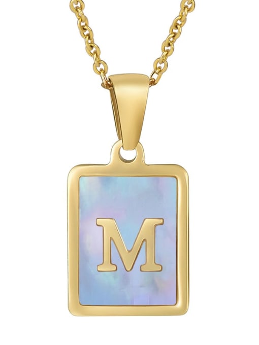 Gold M (including chain) Titanium Steel Shell Geometric Letter Minimalist Necklace