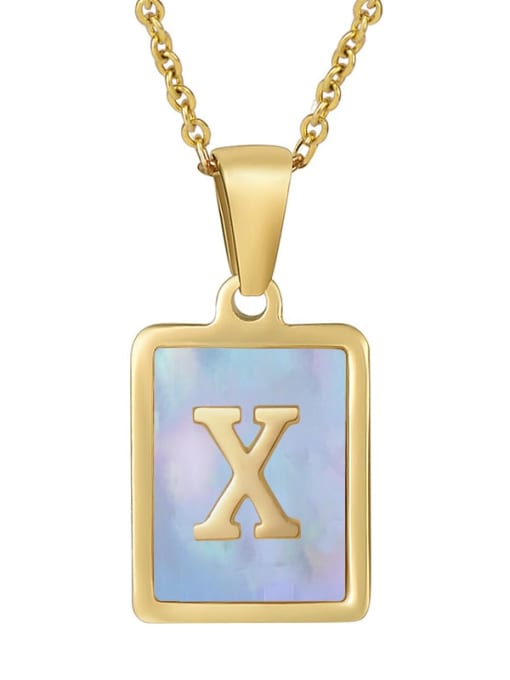 Gold X (including chain) Titanium Steel Shell Geometric Letter Minimalist Necklace