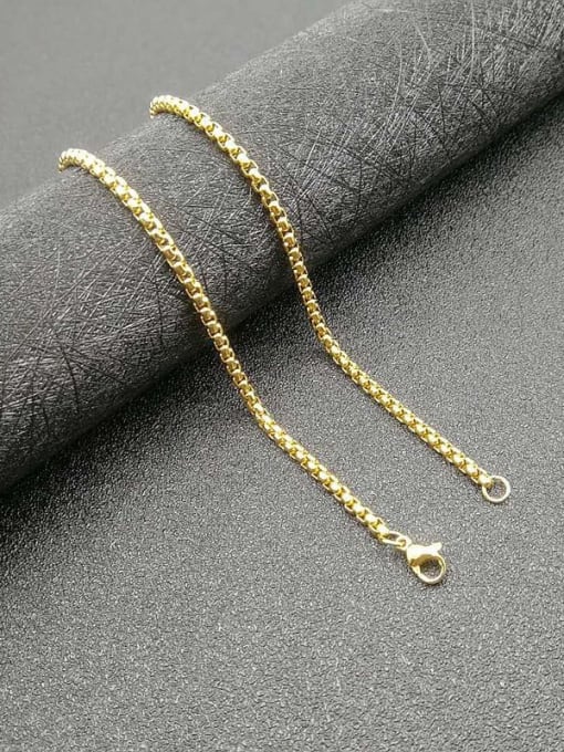 Gold Chain：3mm*61cm Titanium Steel Cubic Zirconia Enamel Leaf Vintage Necklace For Men