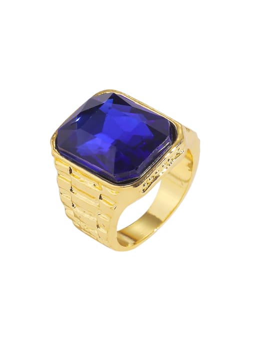 Sapphire gold Alloy Glass Stone Geometric Vintage Band Ring
