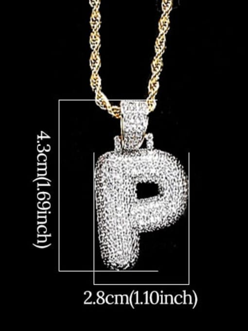 P 24in 61cm T20I16 T20A02 Brass Cubic Zirconia Message Hip Hop Necklace