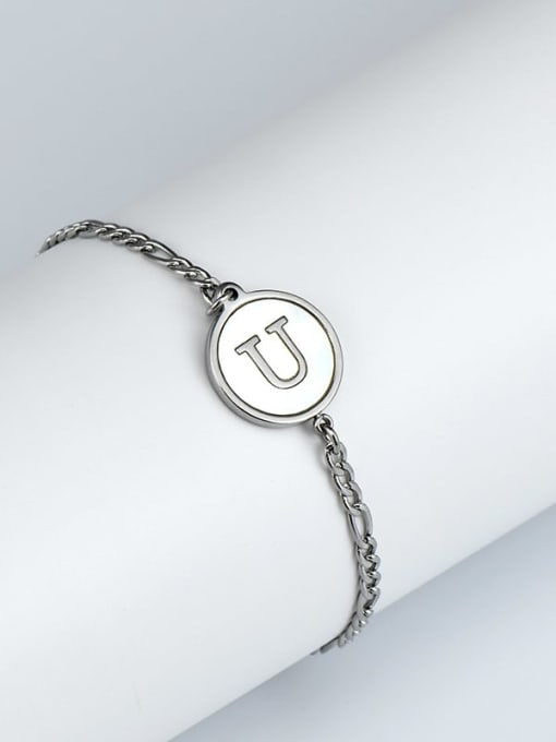 Steel bracelet u Stainless steel Shell Letter Minimalist Link Bracelet