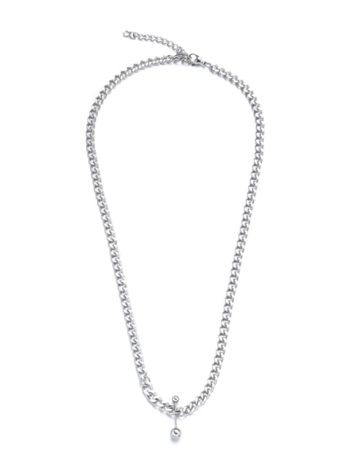 Steel color Titanium Steel Bead Round Hip Hop Necklace