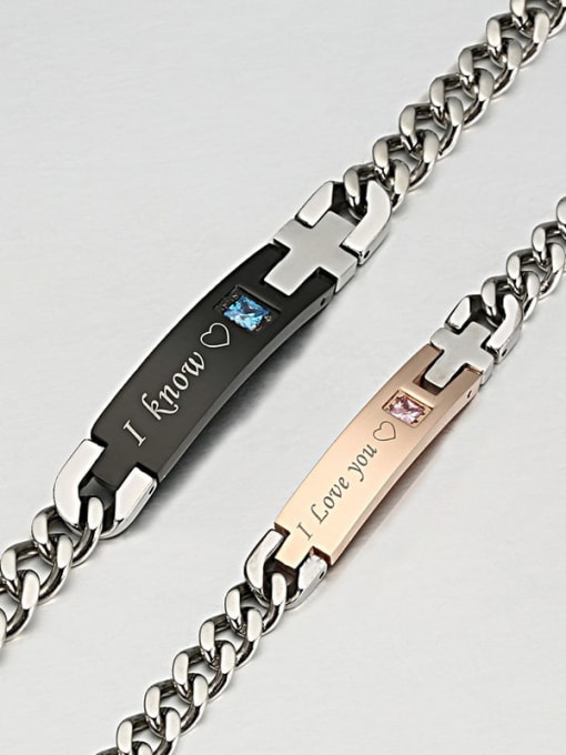 Ke Hong Titanium letter Minimalist Link Bracelet 2
