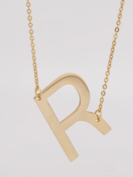 R Stainless steel Minimalist  Letter Pendant Necklace