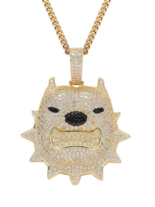 MAHA Brass Cubic Zirconia Dog Hip Hop Necklace 0