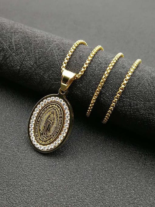 Gold+Chain 2mm*61cm Titanium Steel Religious Vintage Necklace For Men
