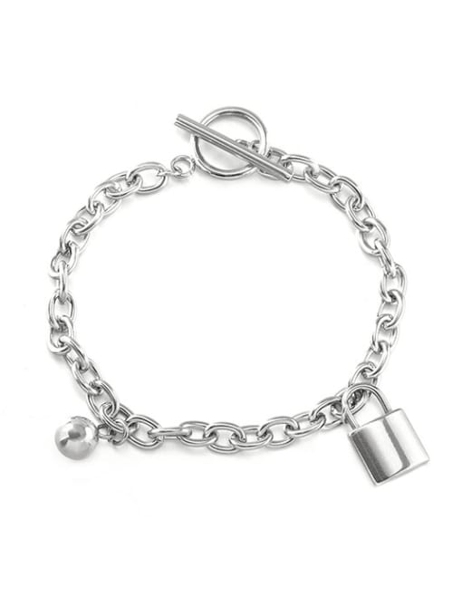 Metal ball lock Bracelet Titanium Steel Locket Hip Hop Necklace