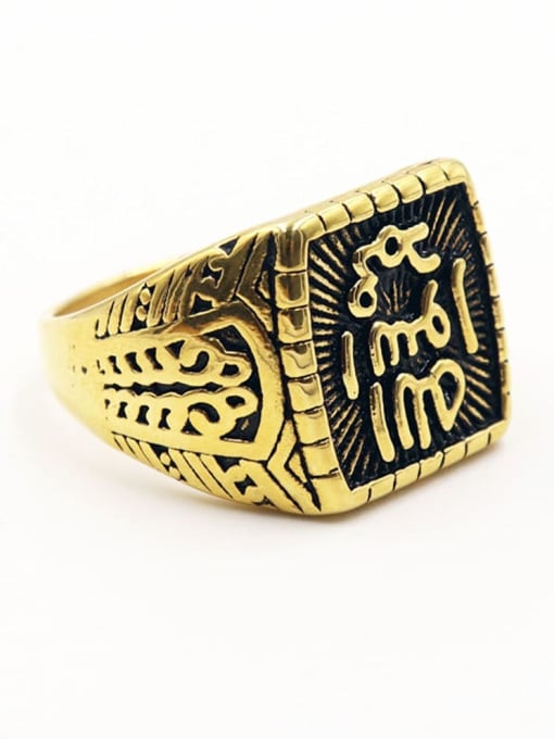 golden Stainless steel Square Minimalist Mens Ring