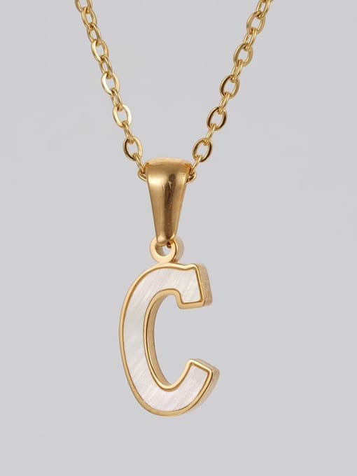 Single letter C Stainless steel Shell Letter Minimalist Letter Pendant (with out chain)
