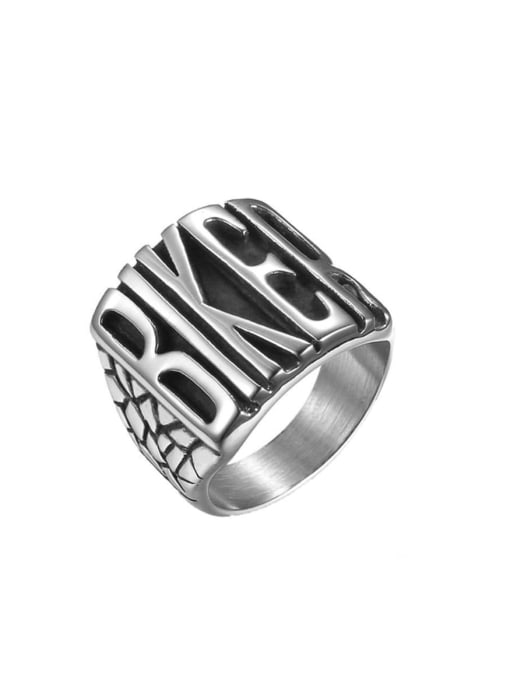 HI HOP Titanium Letter Irregular Vintage Band Ring For Men 0