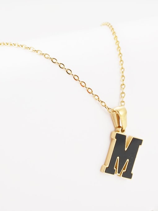 M Titanium Steel Acrylic Letter Minimalist Round Pendant Necklace