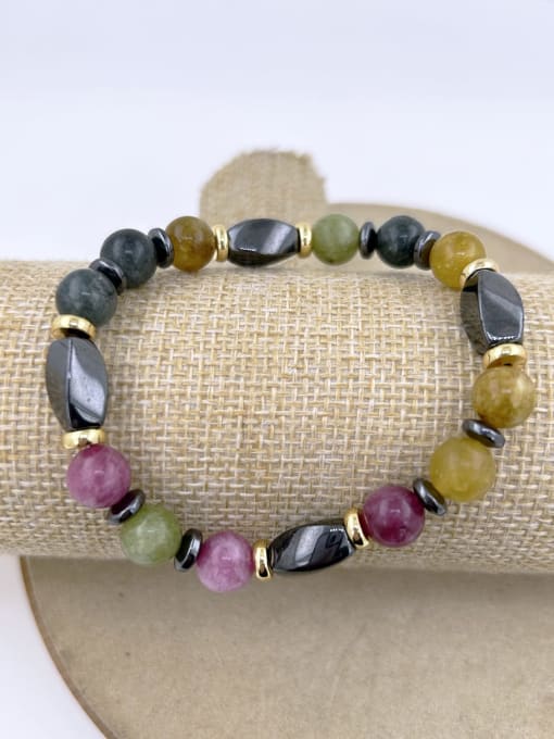 5 -18cm Natural Stone Irregular Bohemia Beaded  Stainless Steel  Bracelet