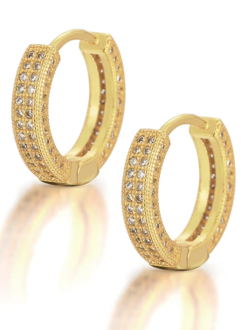 Golden pair Brass Cubic Zirconia Round Dainty Cluster Earring