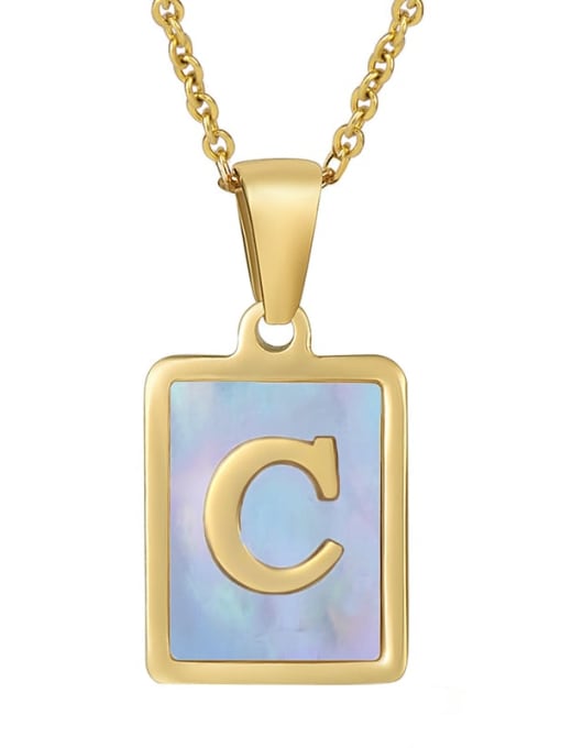 Gold C (including chain) Titanium Steel Shell Geometric Letter Minimalist Necklace