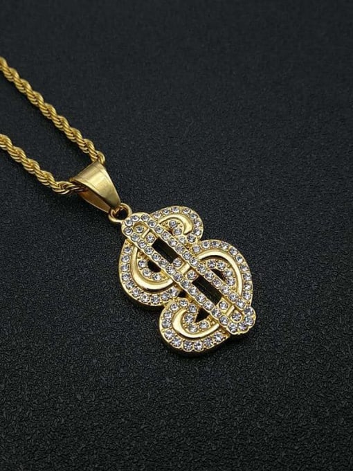 Gold Necklace Titanium Dollor Rhinestone Irregular Hip Hop Necklace For Men